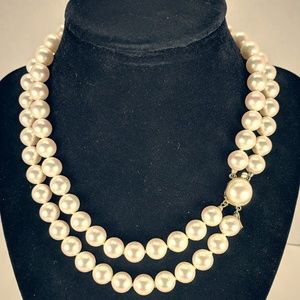 Vintage Majorica Double Strand Faux Pearl Necklace